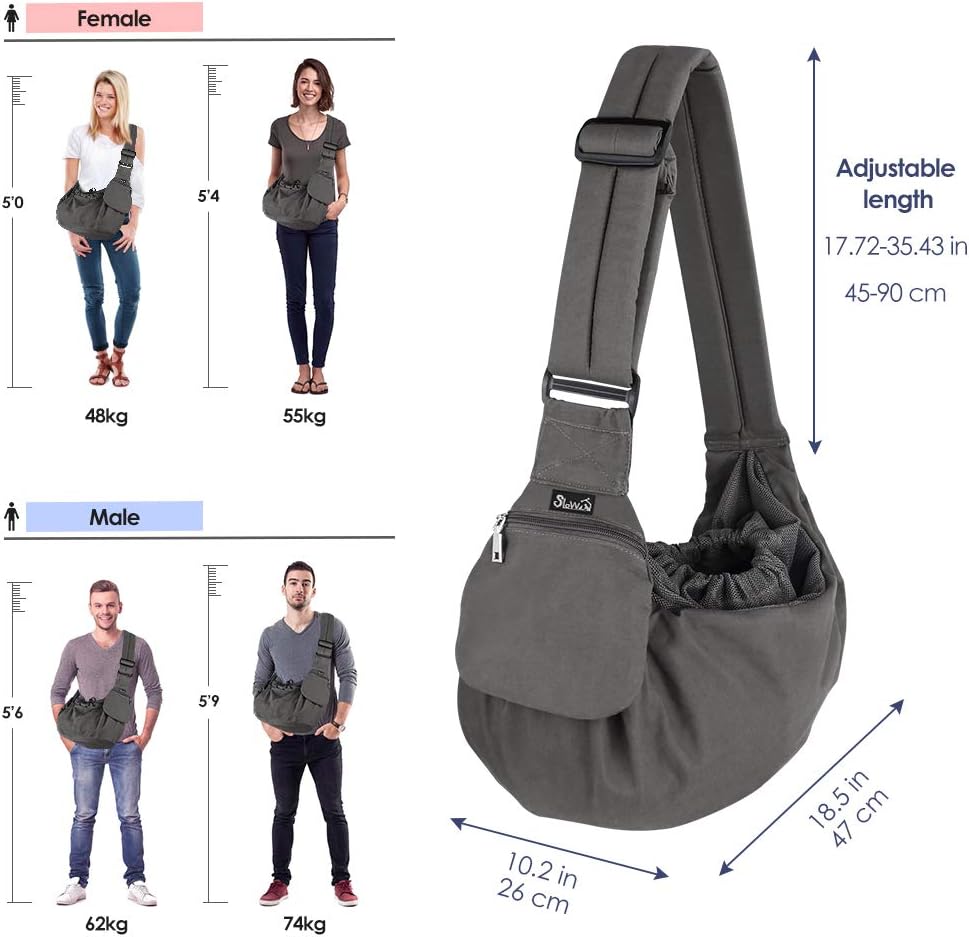 Lukovee Small Pet Sling, Hard Bottom Support, Storage Pocket