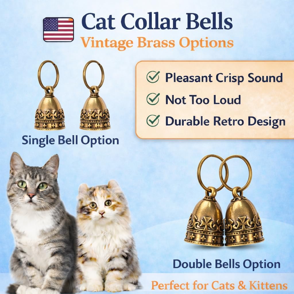 kcrygogo Quiet Brass Pet Bell Set with ID Capsule