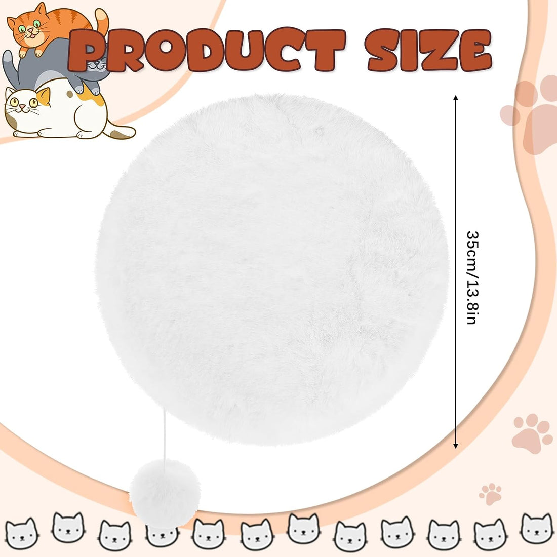 Abbylike 3 Pack 14" Round Cat Dog Bed Cushion Pad Mat Faux Rabbit Fur
