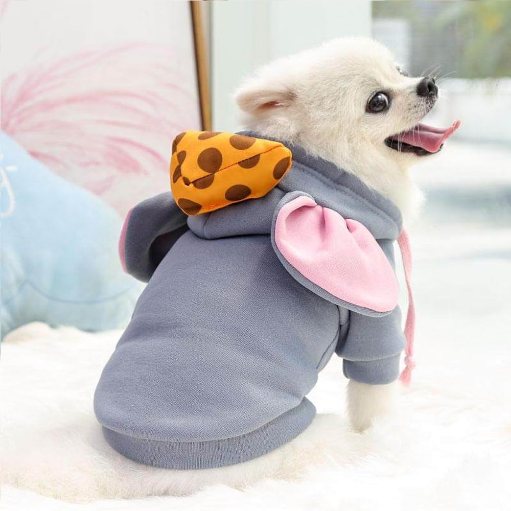 Fleece Lined Dog Hoodie Coat Warm Fall Winter Dog Sweatshirt, Squirrel