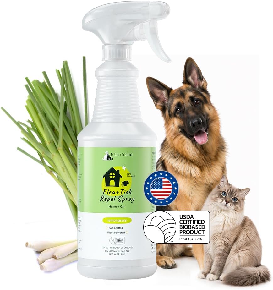 kin+kind Flea & Tick Home & Car Repel Spray, Lavender Mint, 32 fl oz