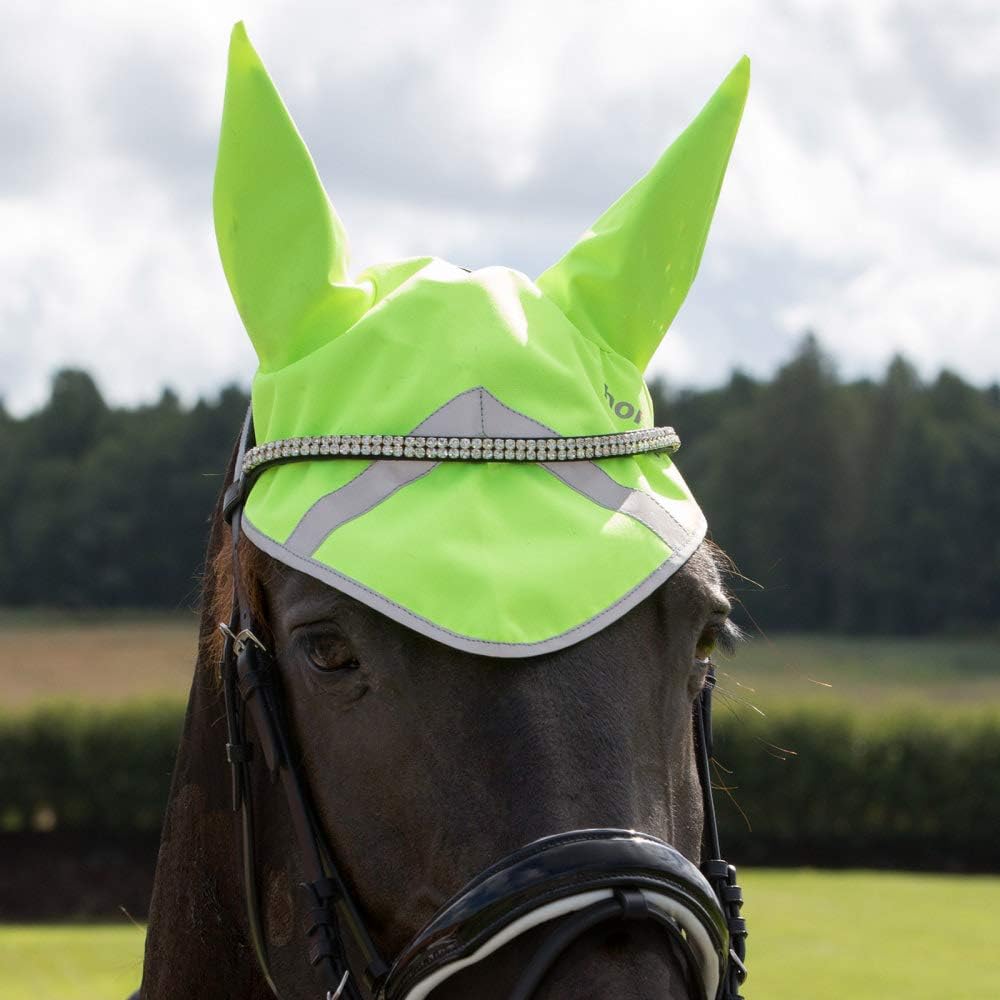 Horze Reflective Ear Net - Yellow - Horse