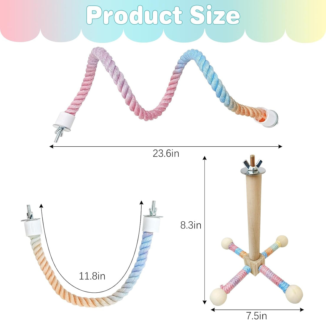 BNOSDM Bird Rope Perch 3 PCS Parakeet Climbing Toys Bendable Swing