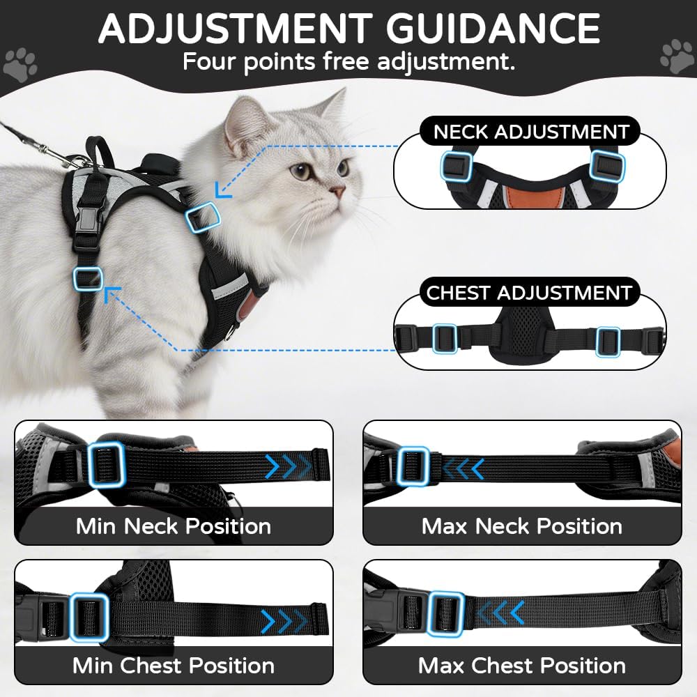 Cat Harness and Leash Set with Holder Compatible with AirTag