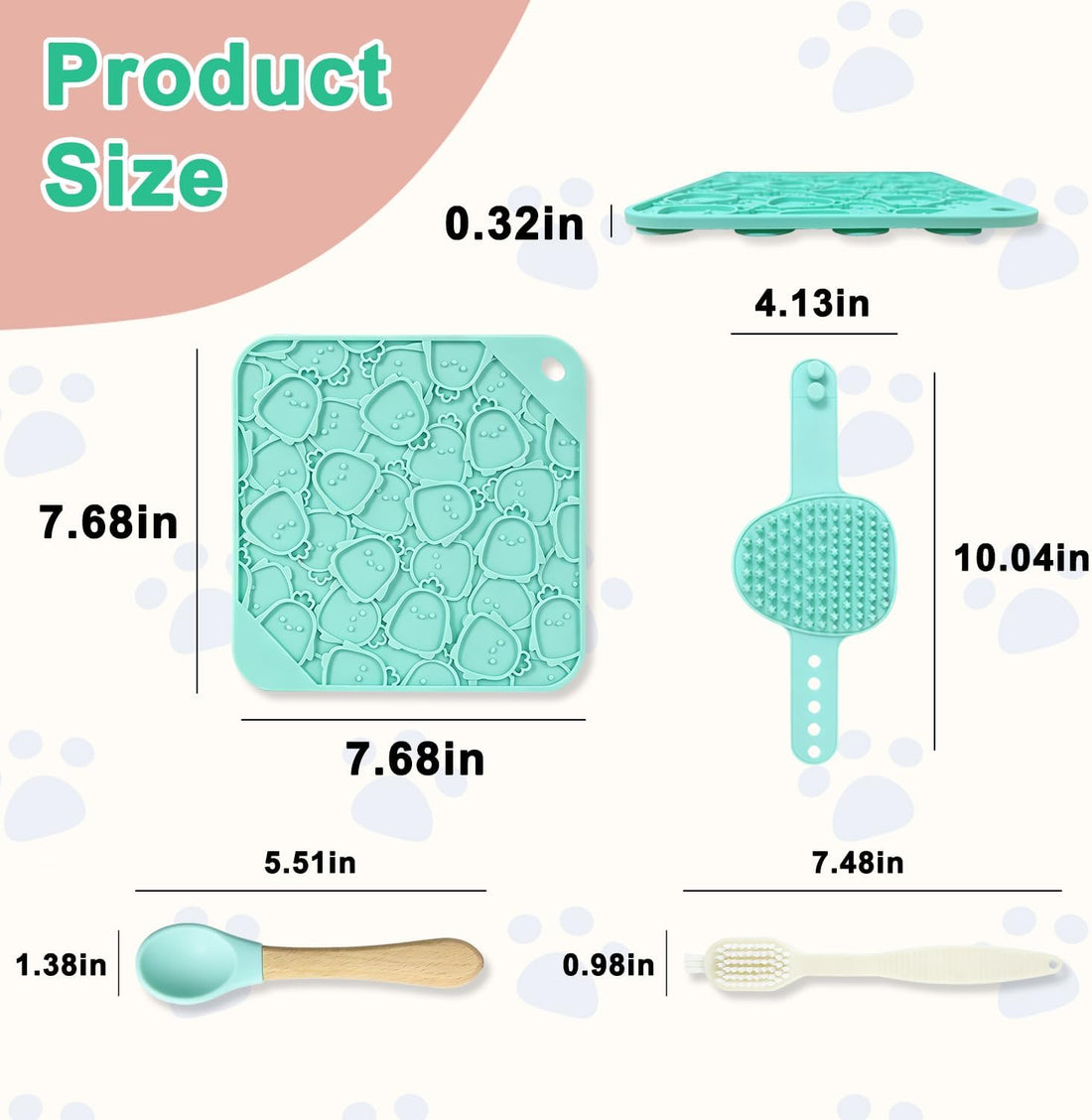 Lick Mat Set with Bath Brush, Spatula & Brush