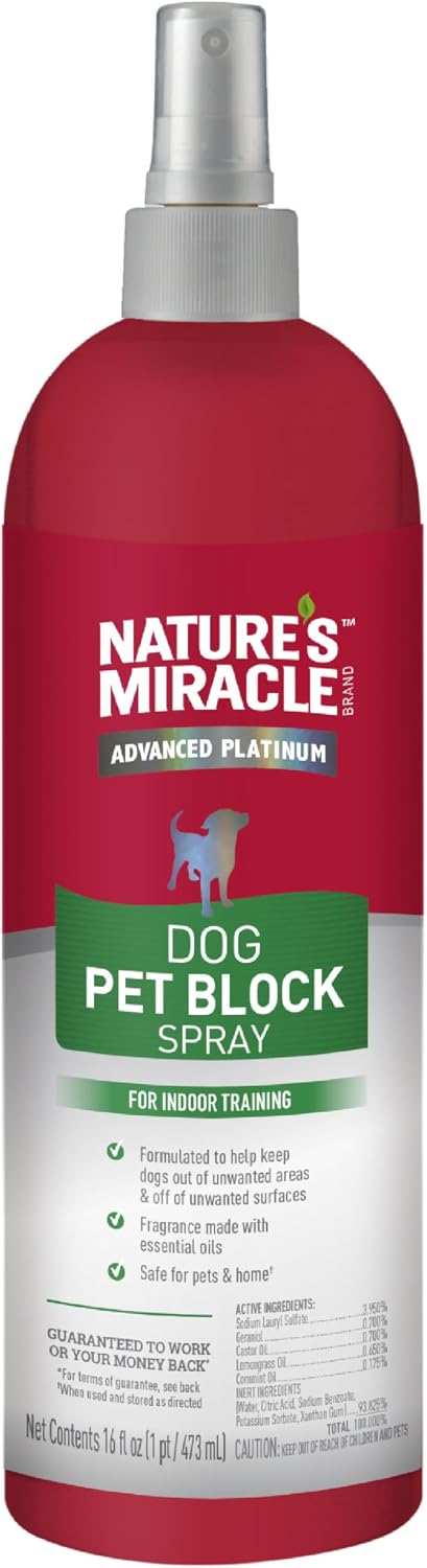 Nature's Miracle Dog Pet Block Repellent Spray, for Indoor Training