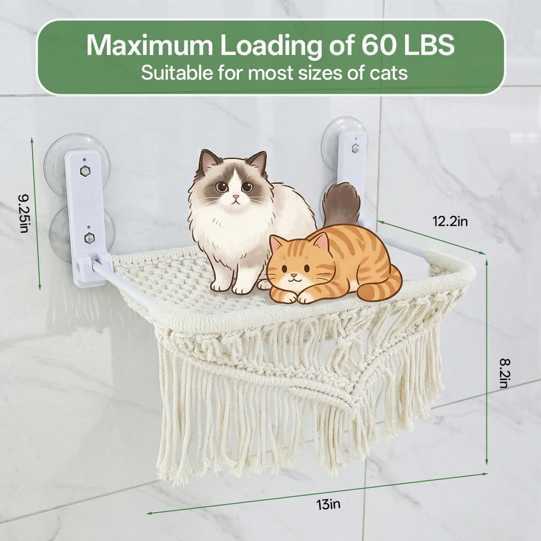 nets Tribe Cat Hammock & Window Perch w/ 4 Suction Cups