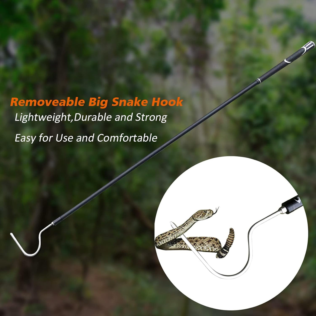 High-Carbon Snake Hook Reptile Stick Tongs Grabber Pick-up Handling