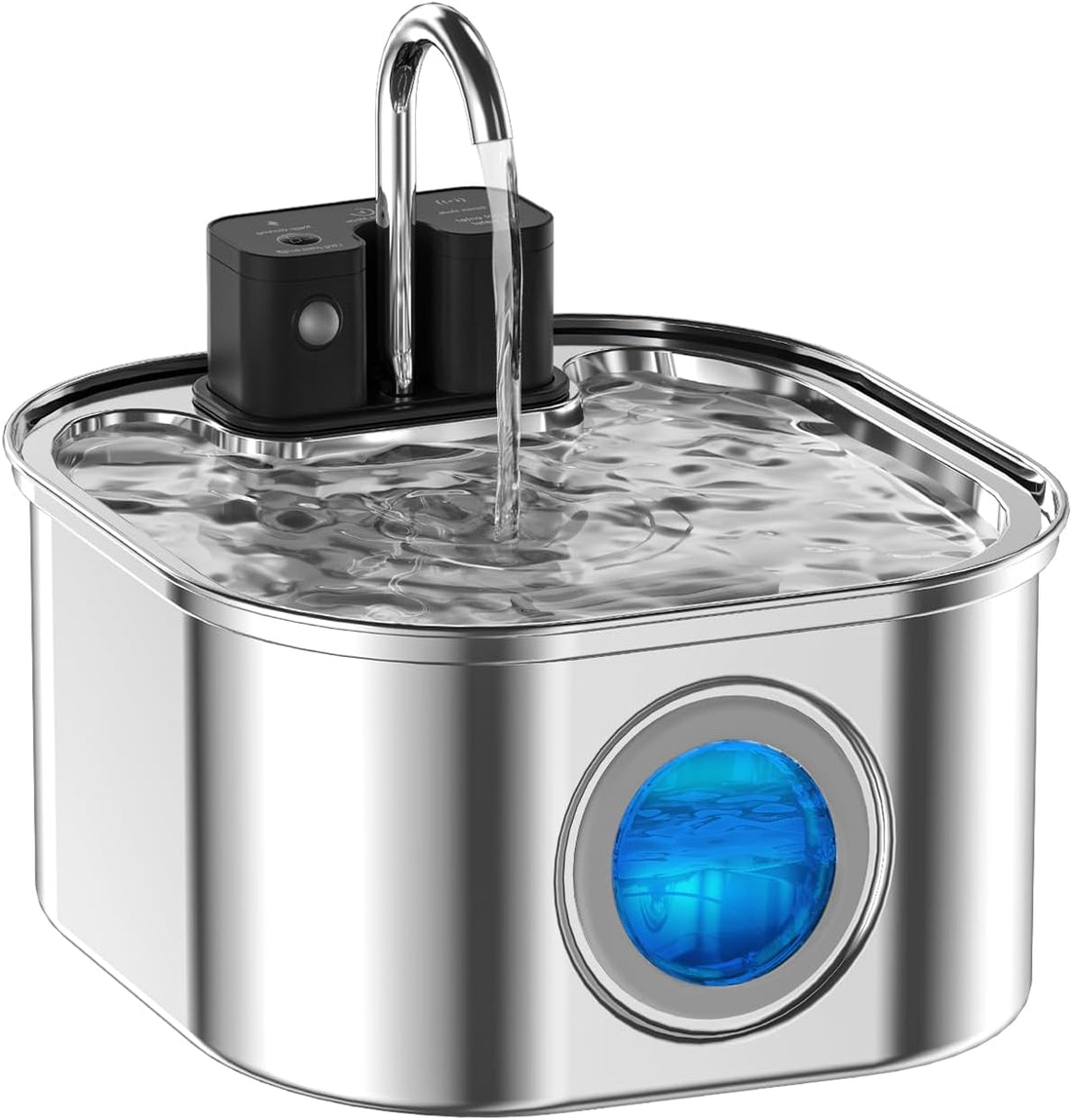 Cat Water Fountain Wireless,Stainless Steel-Rechargeable- Battery