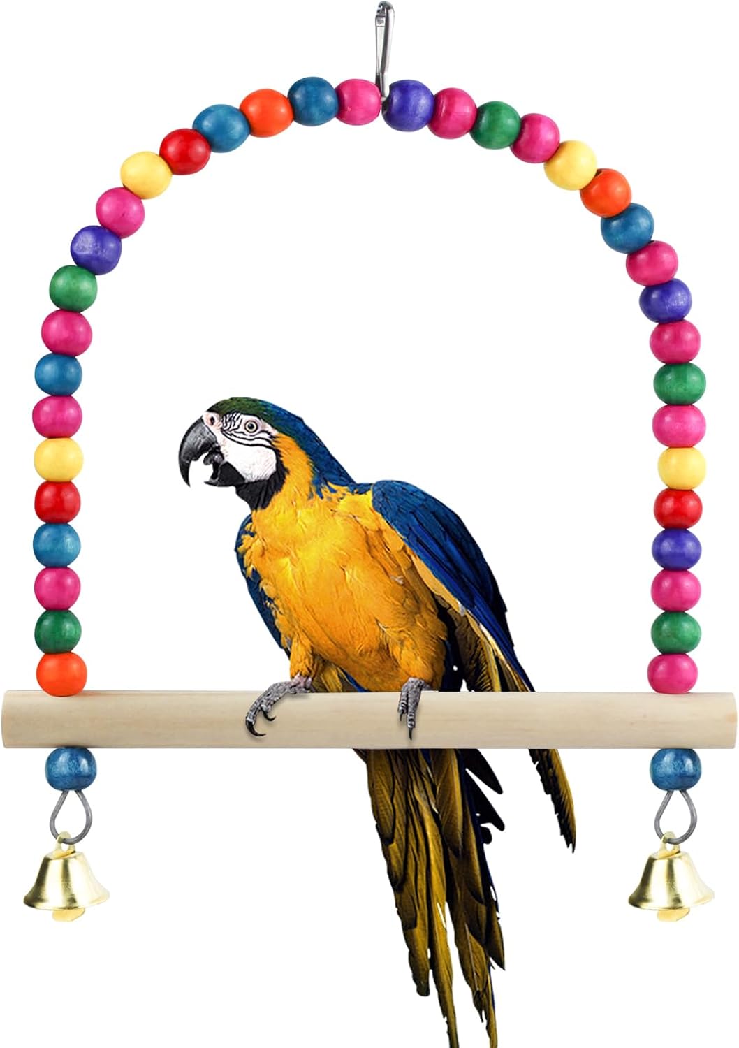 Wooden Bird Swing, 9 Inches Hanging Birds Cage Perches with Playing