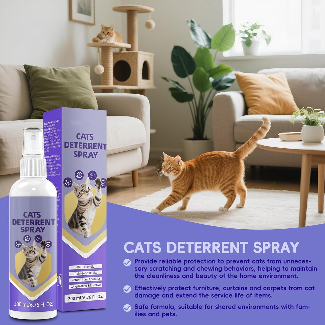 KTSAY Cat Deterrent Spray - Effective Repellent Spray for Furniture