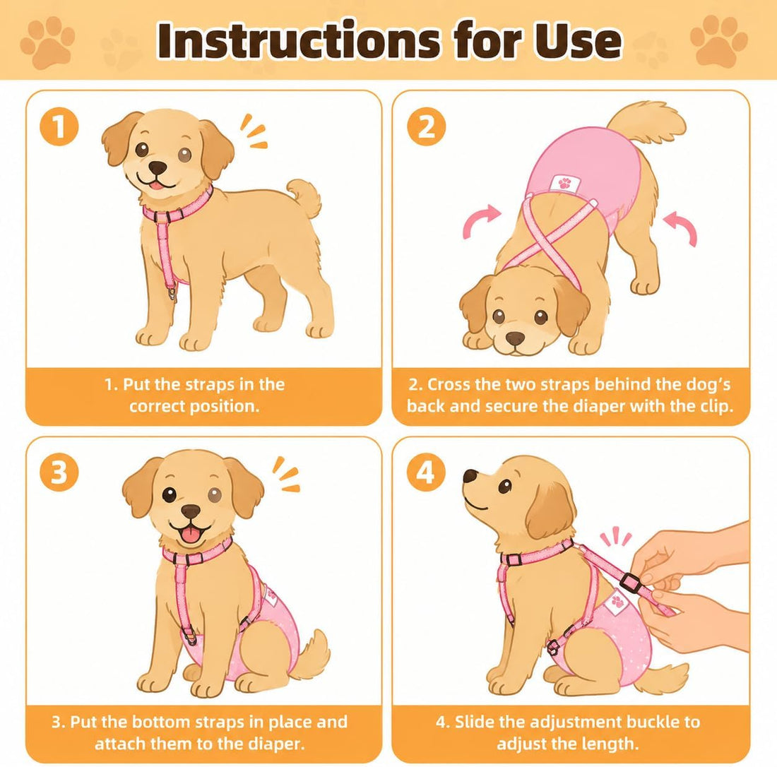 3 Pack Adjustable Dog Diaper Suspenders for Female Male Small Medium