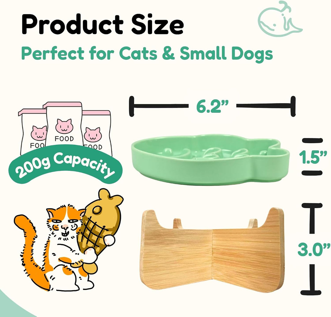 Elevated Slow Feeder Cat Bowl with Stand