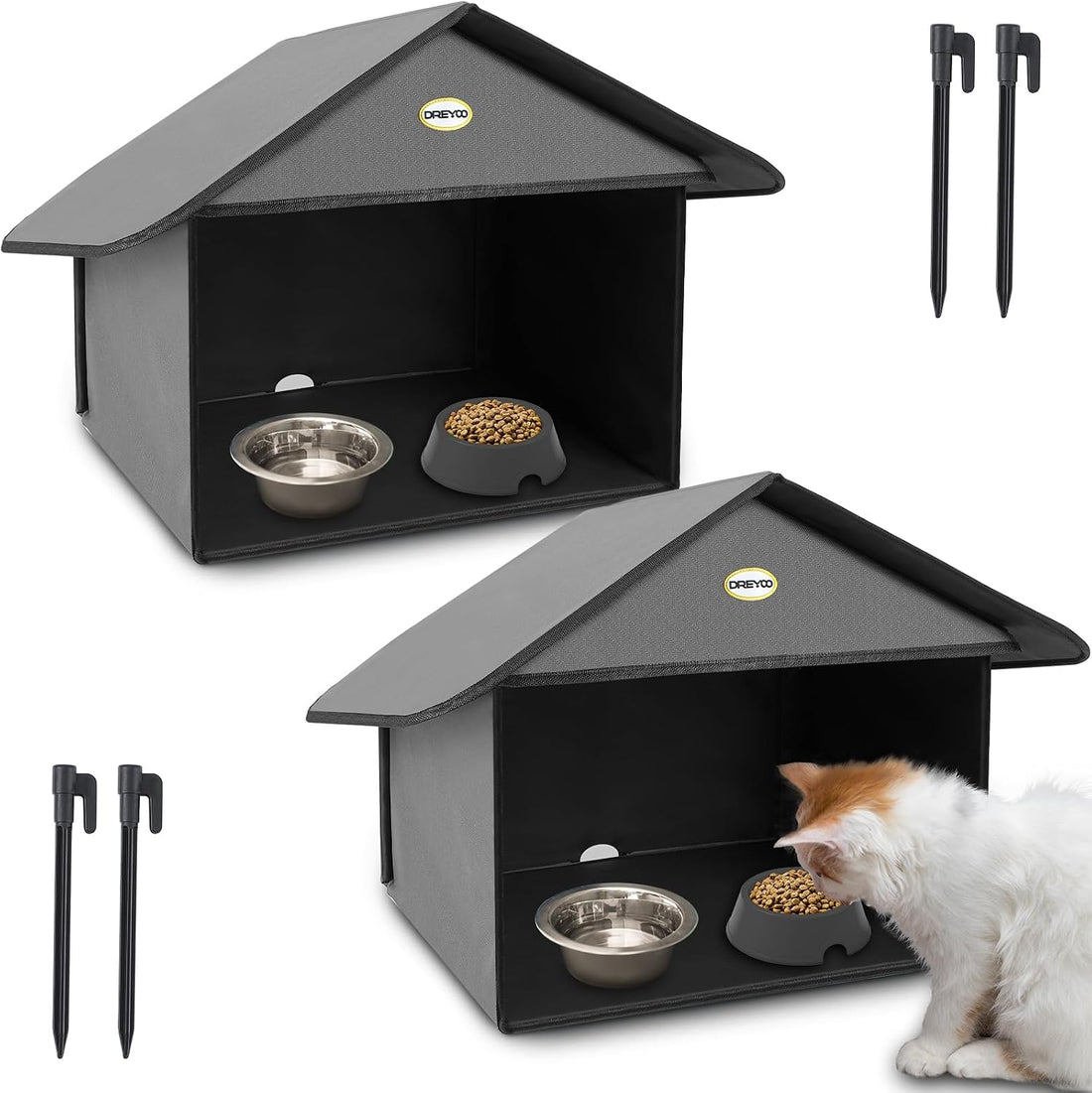 Dreyoo Outdoor Cat Feeding Station for Food & Water