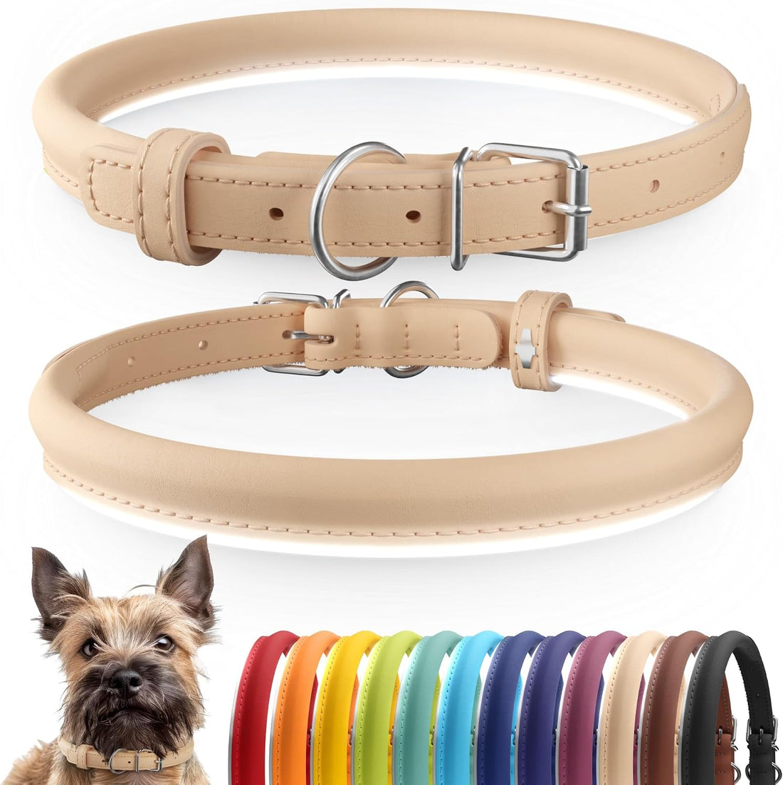 Soft Leather Cat Collar with Safety Elastic Strap