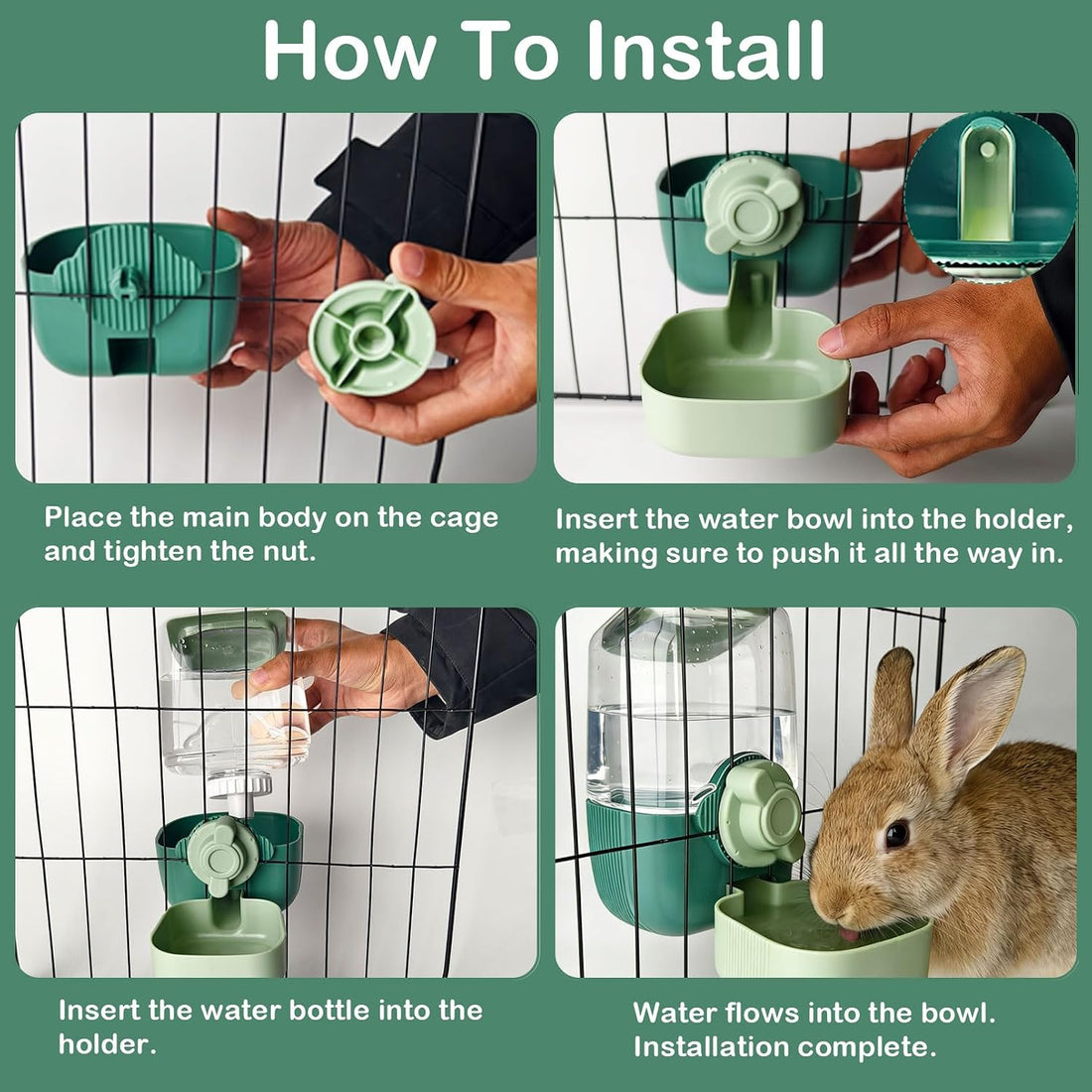 Rabbit Water Bottle, 34oz Pet Hanging Automatic Water Dispenser