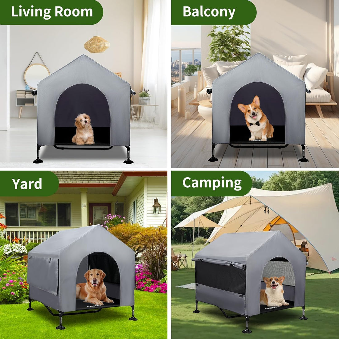 Summertrail 42" Large Dog House Outdoor Indoor with Breathable Mesh