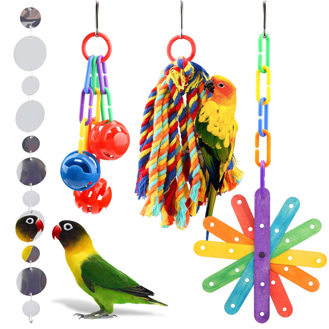 QUOZUO Small Bird Toys Parakeet Cage Accessories, Parakeet Toys