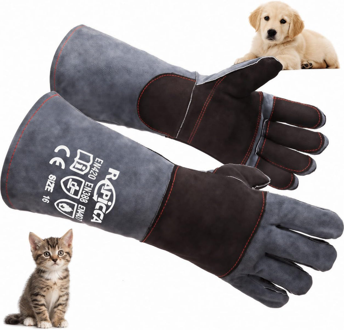 RAPICCA Animal Handling Gloves, Bite Proof Double Leather