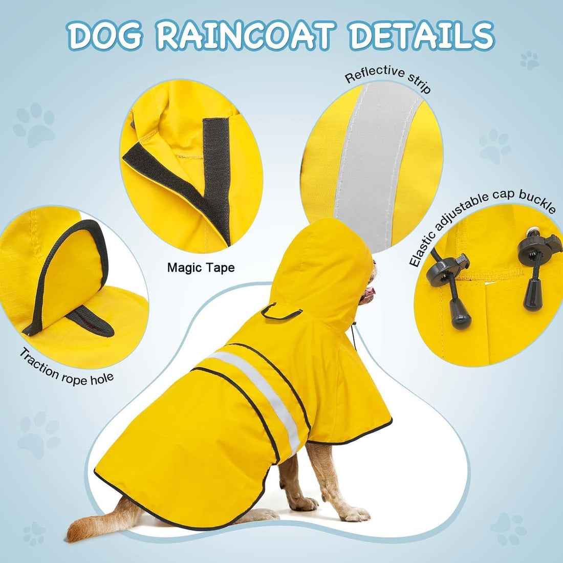 Dolitego Fashion Hooded Dog Raincoat