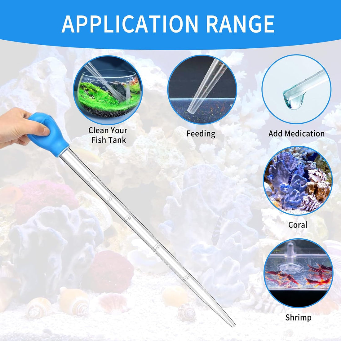 17.7 in 1 Pc Long Pipette for Fish Tank Coral Food Feeder Long