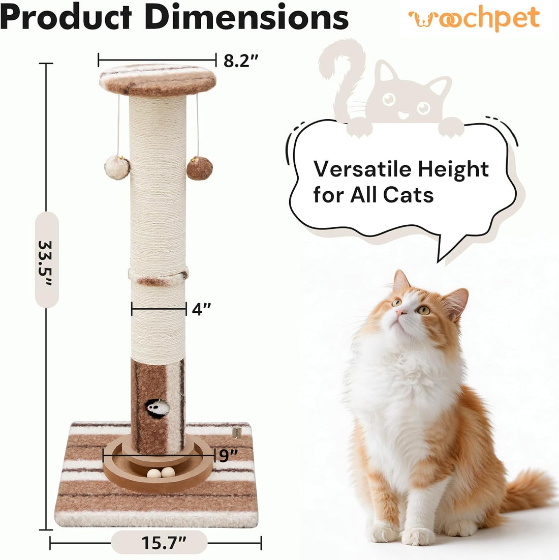 Woochpet Cat Scratching Post,Heavy Duty Green Sisal Scratcher