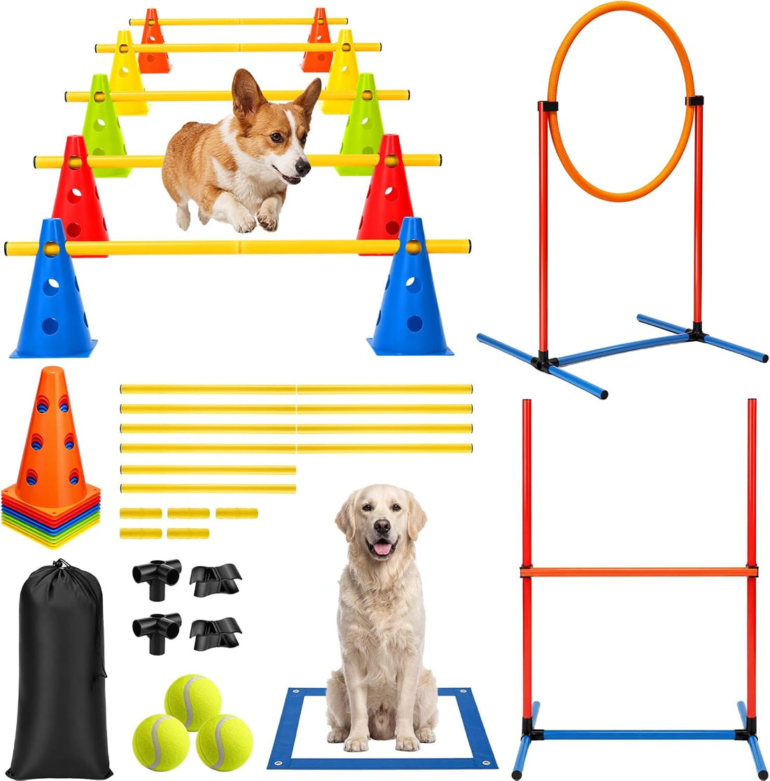 Junkin 27 Pcs Dog Agility Course Equipment Set