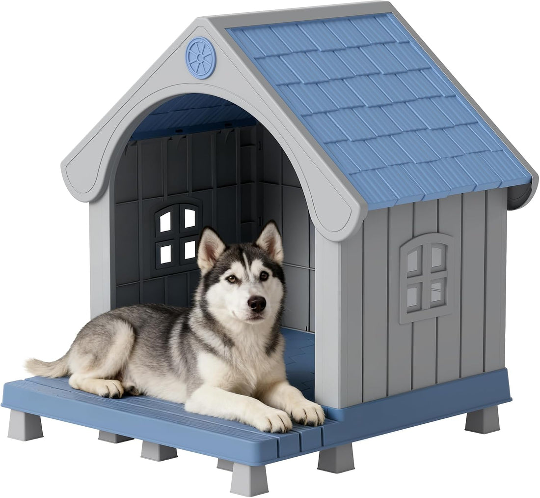Dog House Outdoor, Plastic Small Dog House-Weatherproof Design