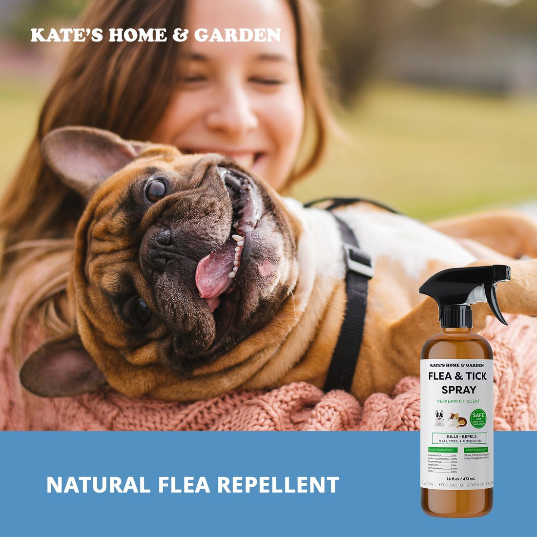 Kate's Home & Garden Flea and Tick Spray for Dogs & Cats (16oz)