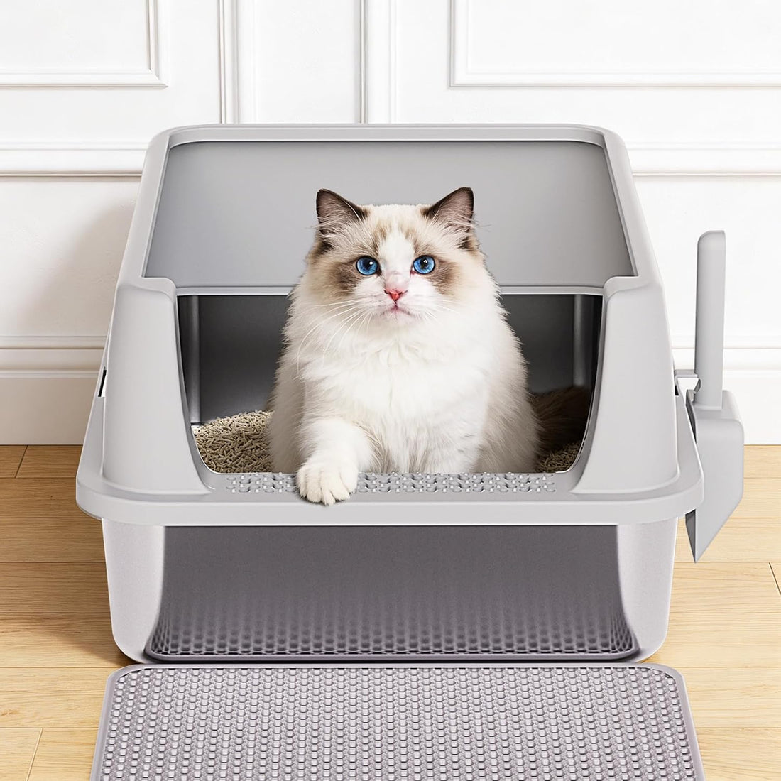 Henkelion Stainless Steel Cat Litter Box with Lid