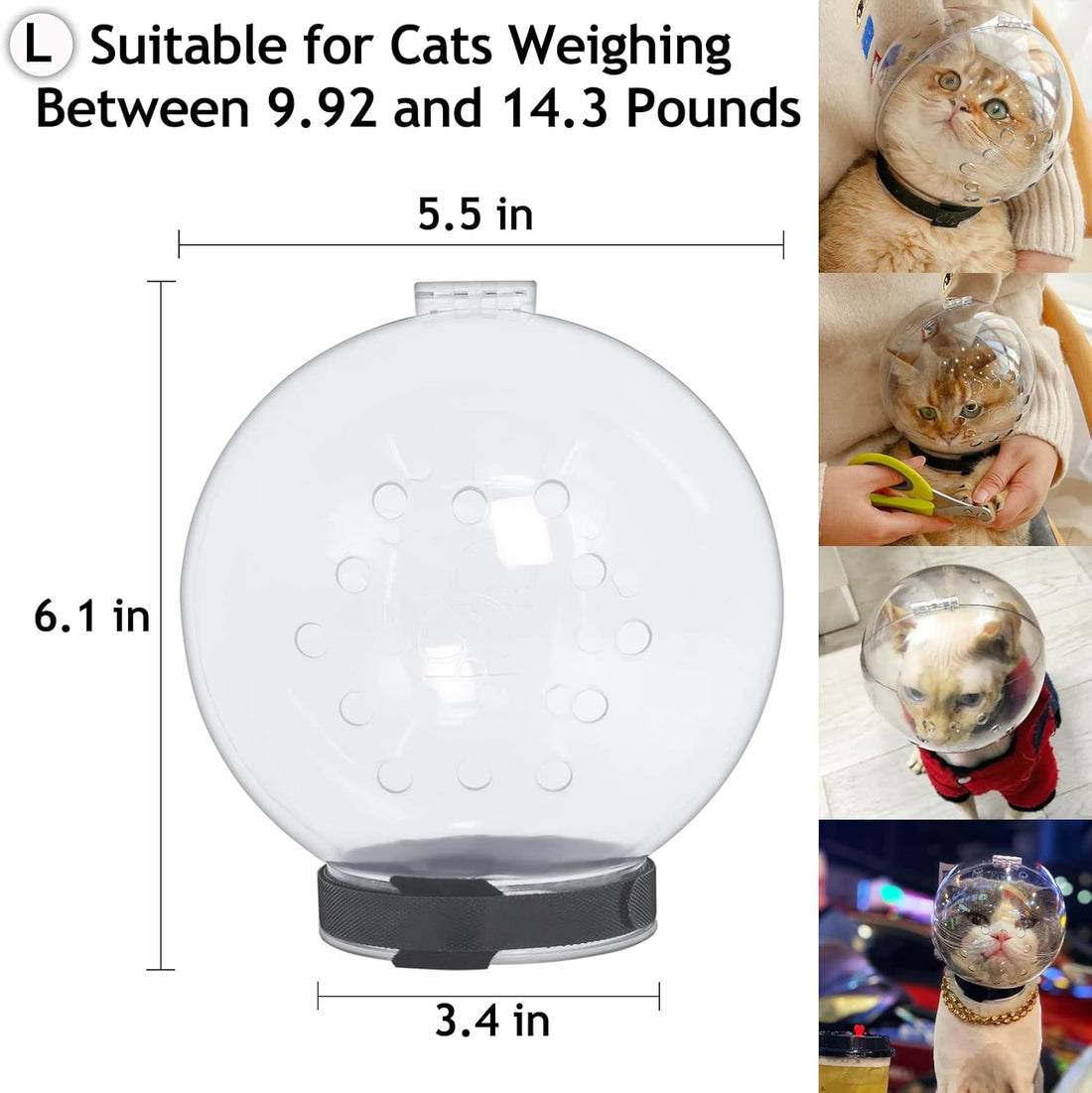 Cat Transparent Muzzle with Breathable Hood, Adjustable Kitten Helmet