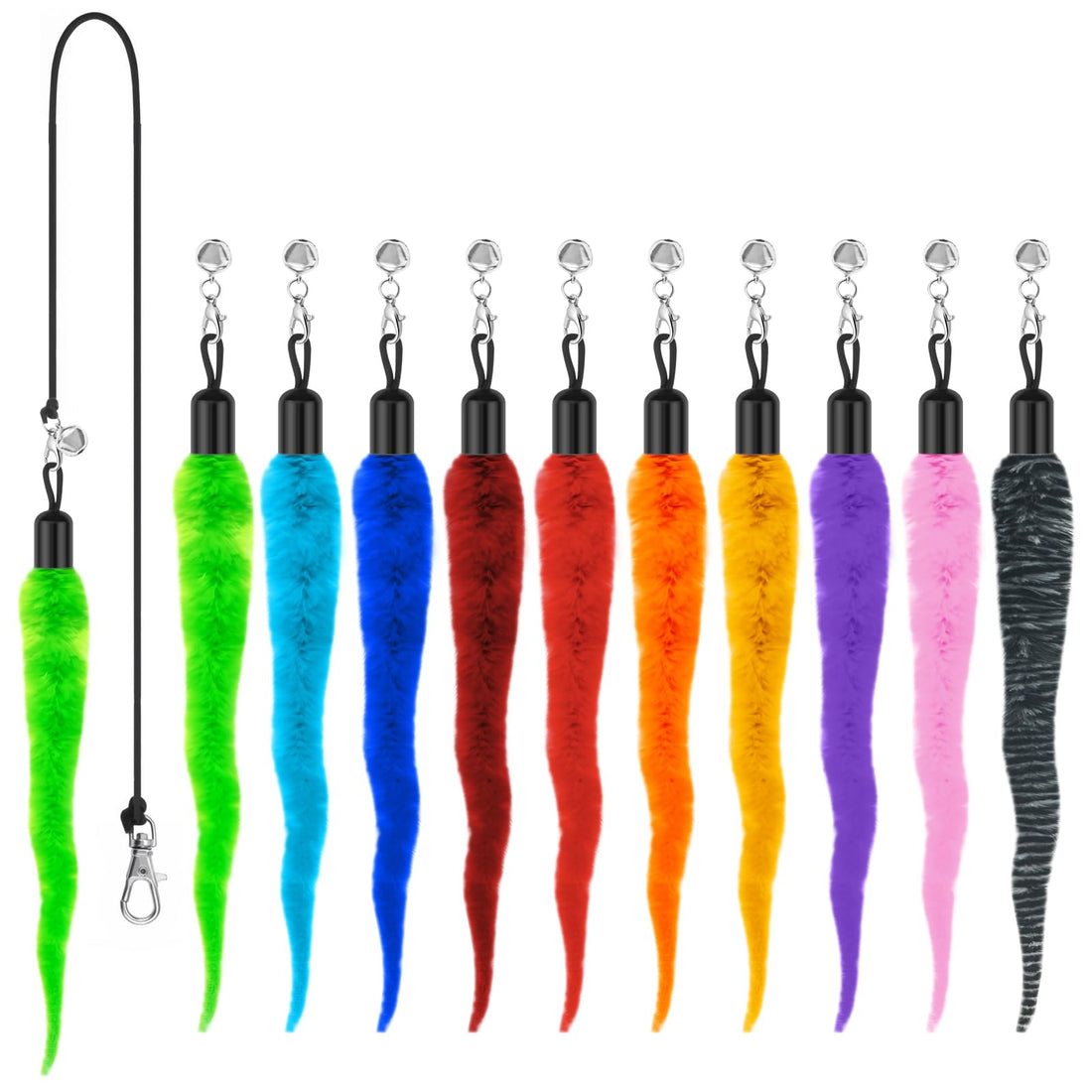 10PCS Cat Worm Toy, Cat Wand Attachment Fuzzy Worm Toys Refill