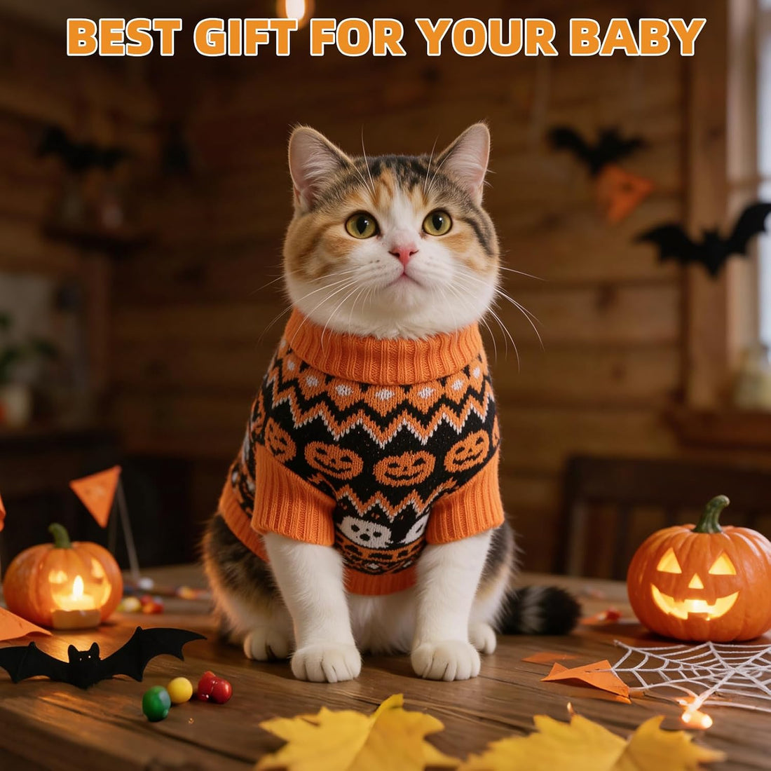 KOOLTAIL Halloween Cat Sweater for Cats Only