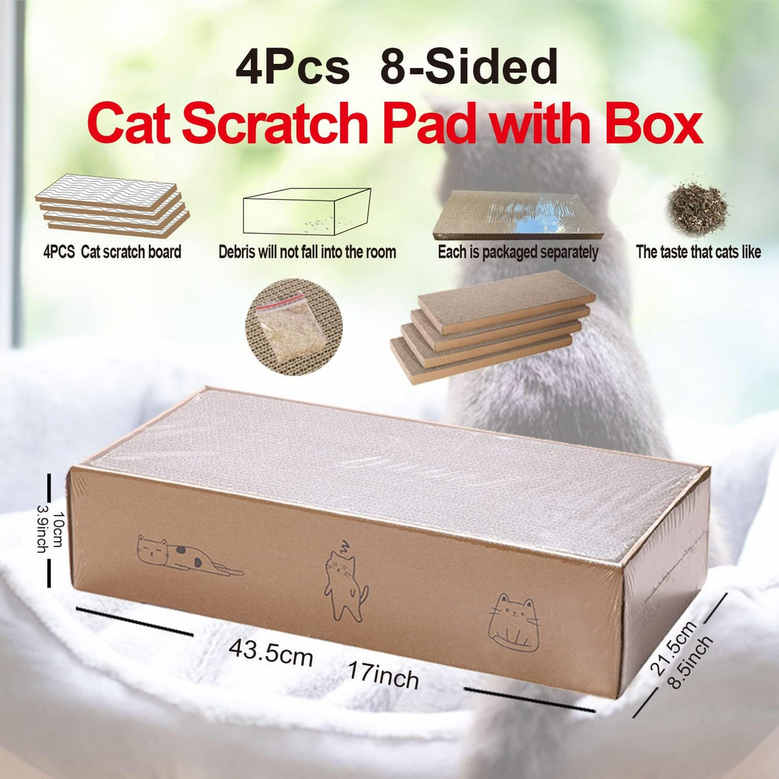 4 Packs in 1 Cat Scratch Pad with Box