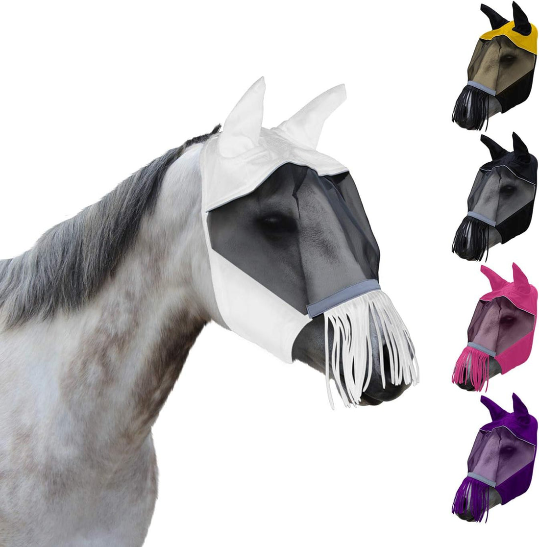 Derby Originals Reflective Safety Horse Fly Mask with Ears and Nose