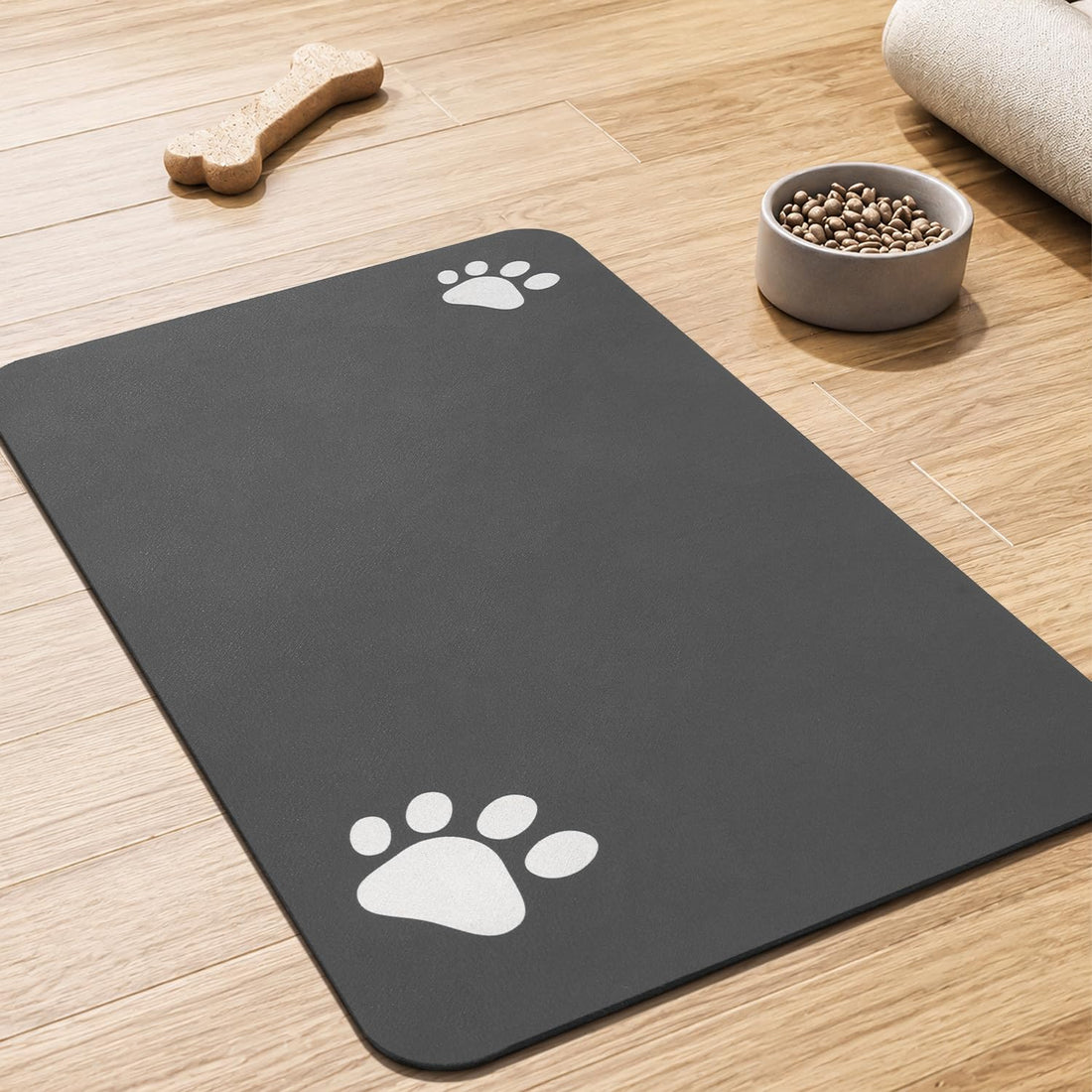 PADOOR Pet Feeding Mat-Absorbent Dog Mat for Food and Water Bowl-No