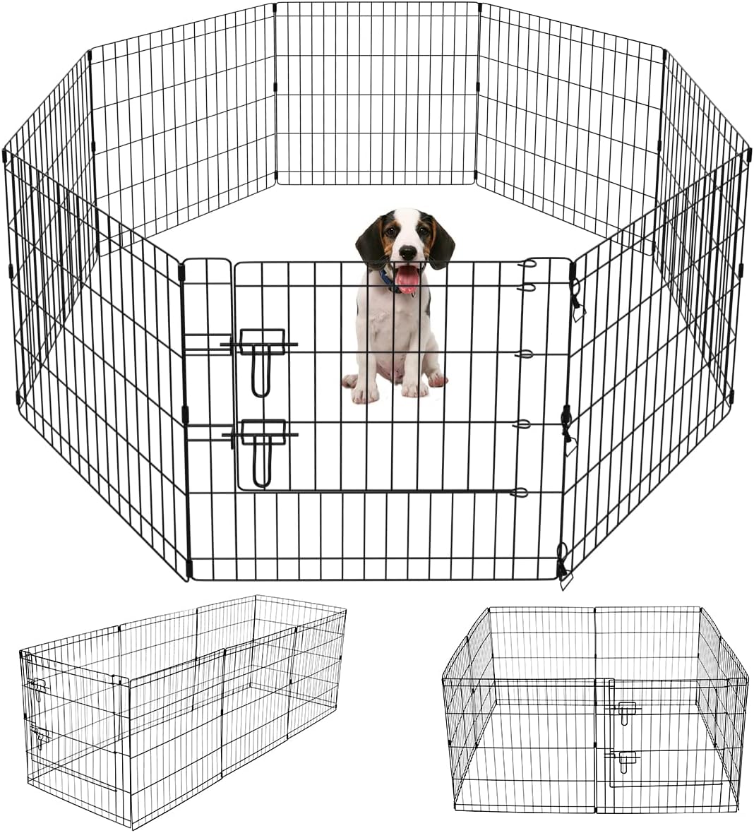 Artmeer Dog Playpen 24" H, 8-Panel Rustproof Foldable Pet Fence