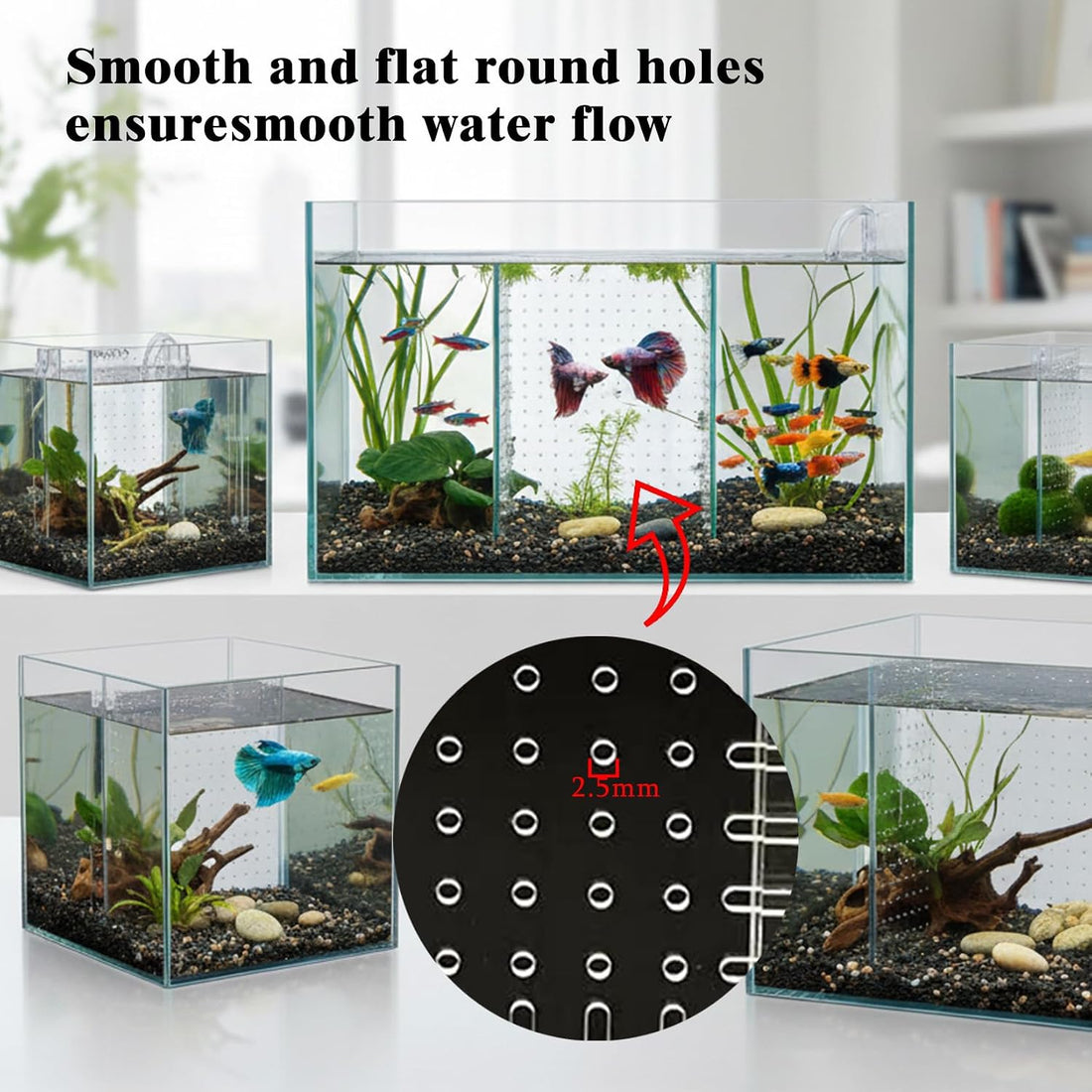 Fish Tank Separator 5 Gal, Acrylic Aquarium Divider with Suction Cups