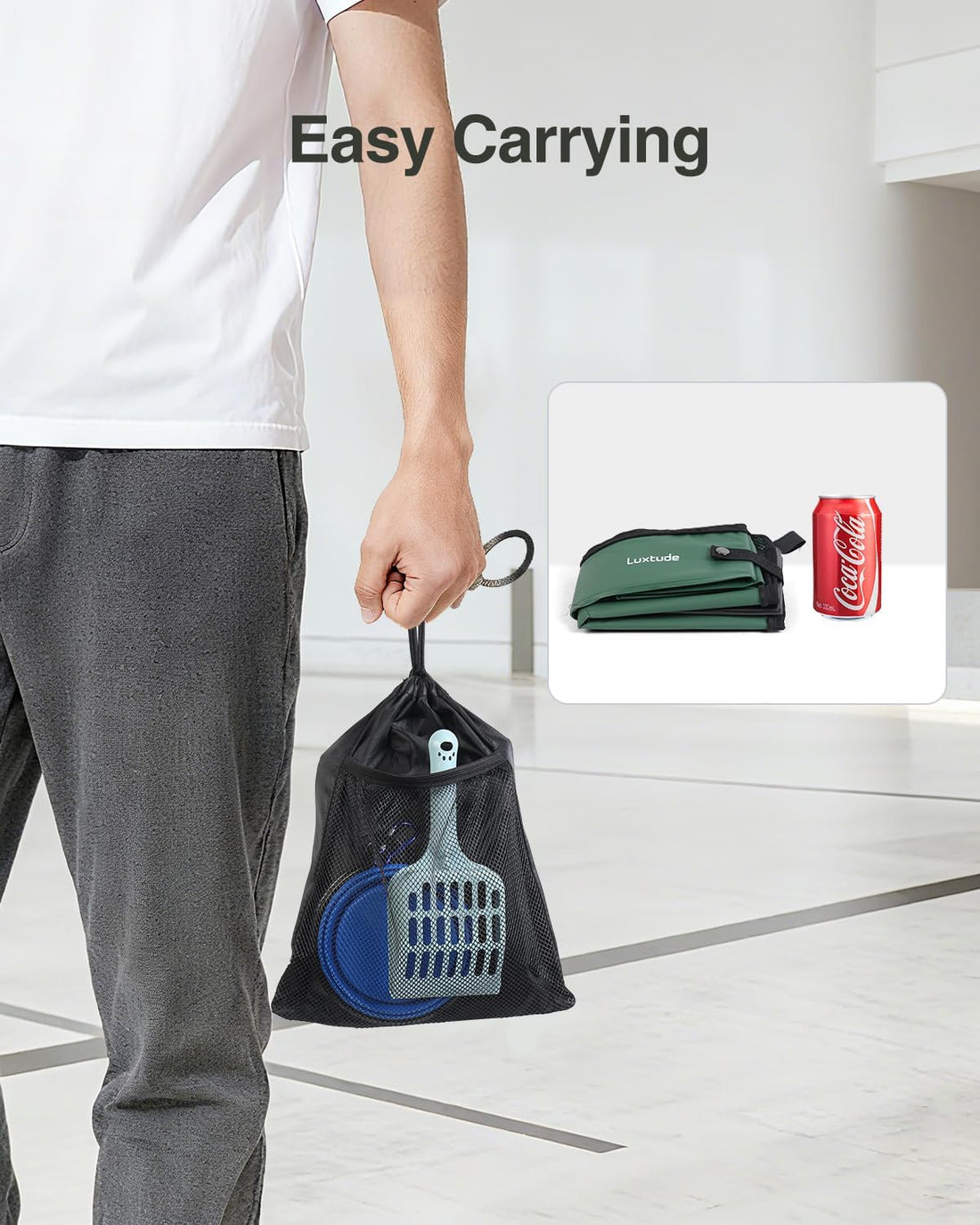 Luxtude Travel Litter Box for Cats, Comes with a Hard Non-Stick Bottom