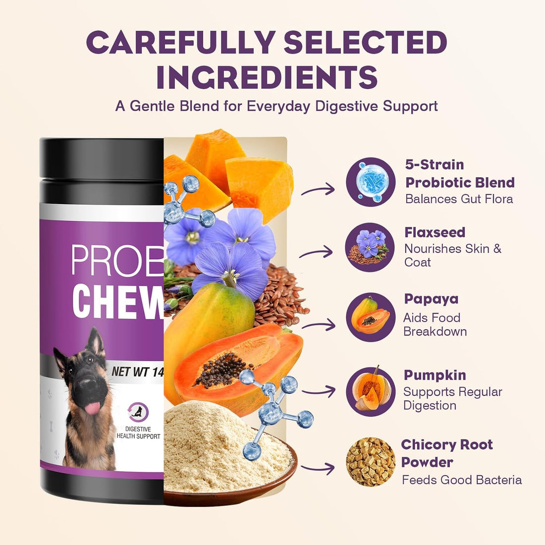 TTLXRL Probiotics for Dogs 200pcs Dog Probiotics for Digestive Health