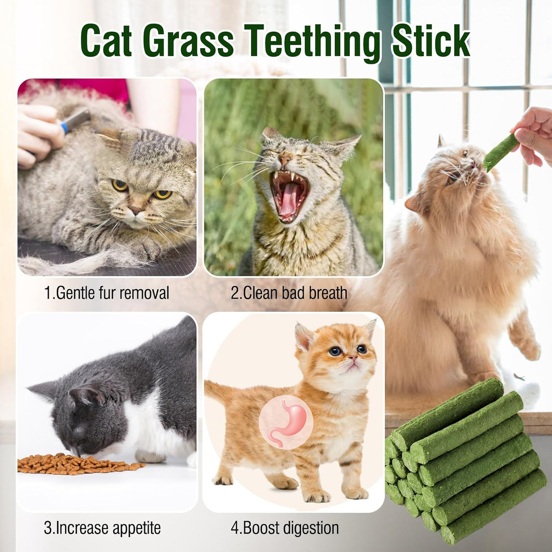 120g/4.23oz Cat Grass Teething Stick Hairballs,Chew Sticks