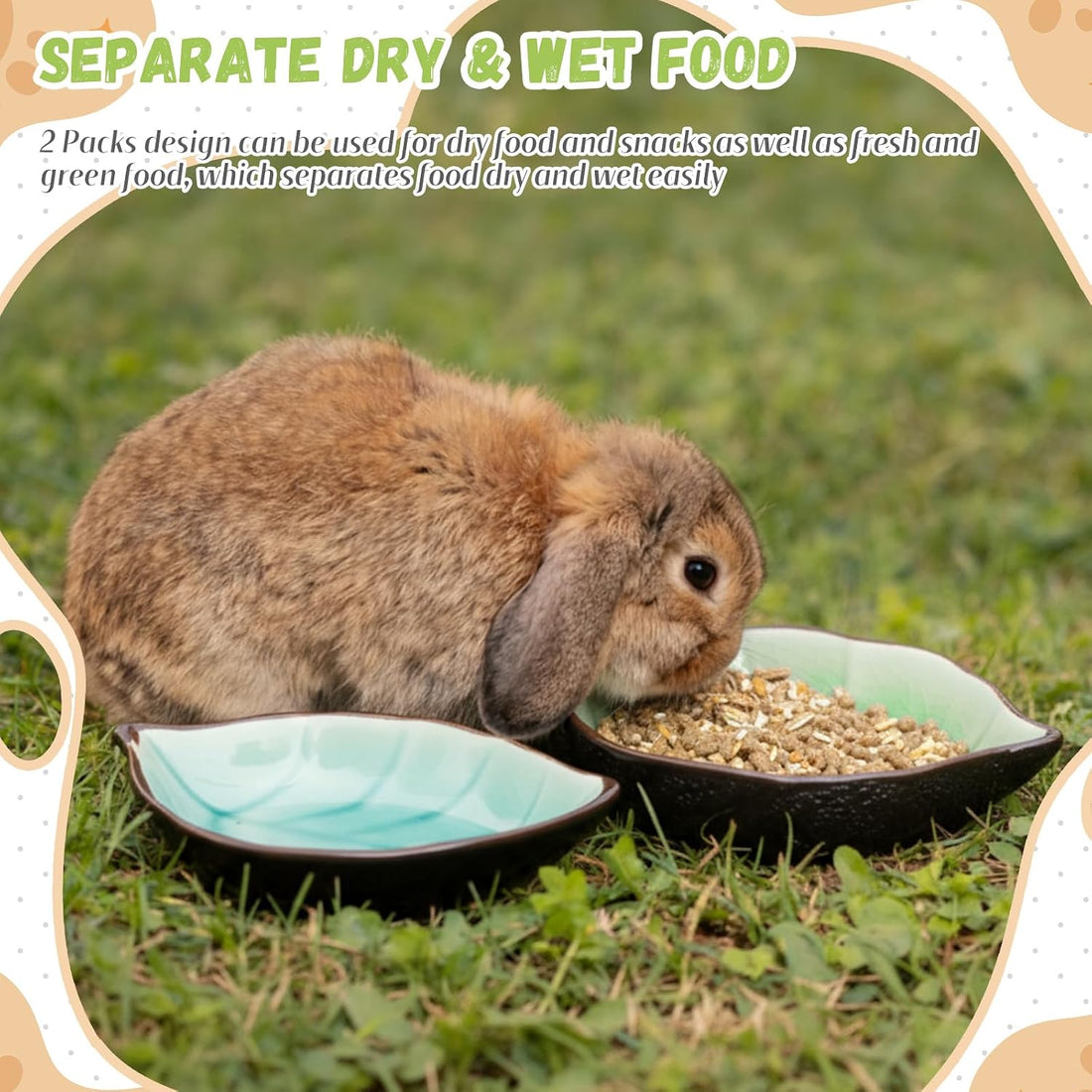 2 Pcs Ceramic Food Water Bowl Dish for Hamster Pets, Leaf