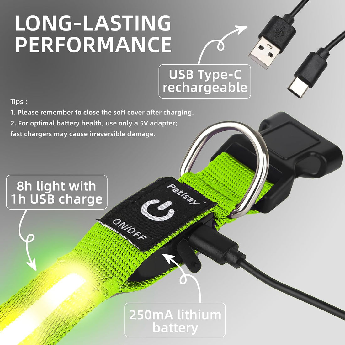 Super Bright LED Dog Collar, Waterproof Light up Collars