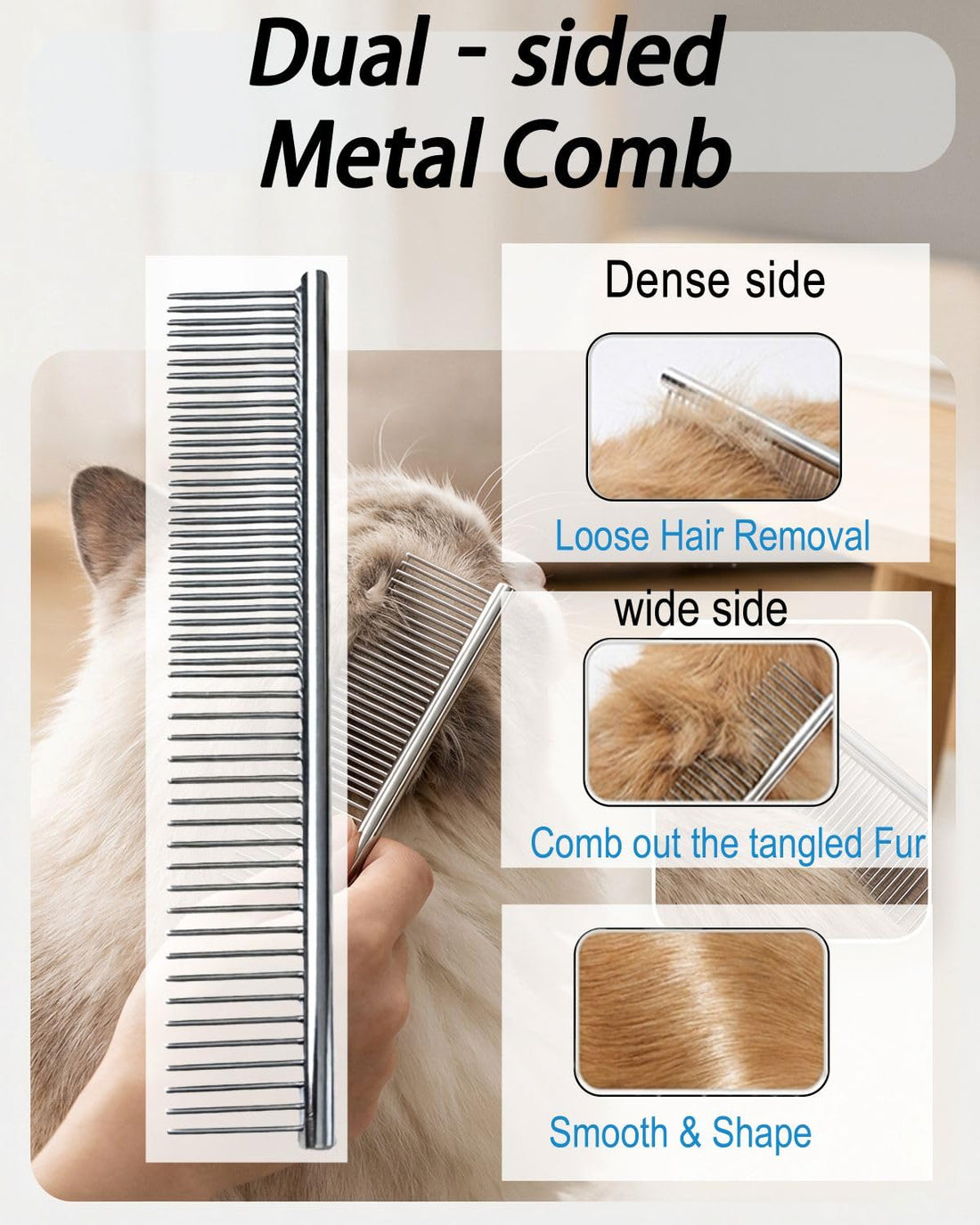 Undercoat Rake for Dogs & Cats, White