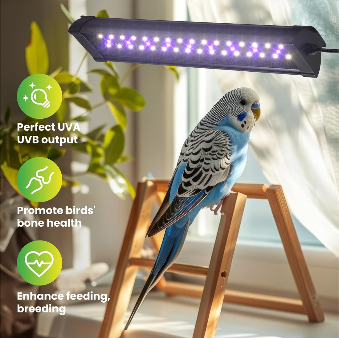 Tobebright UVB 2.4 Bird Cage Light, Full Spectrum Light for Birds