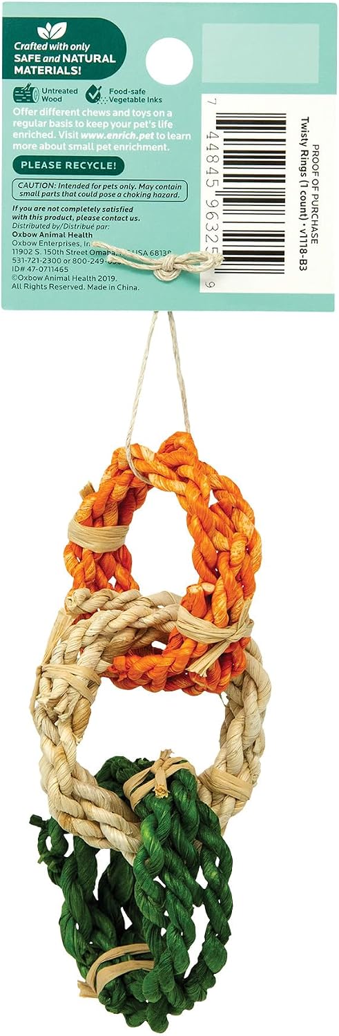 Oxbow Twisty Rings, Rabbit & Guinea Pig Toys, Bunny Enrichment Toys