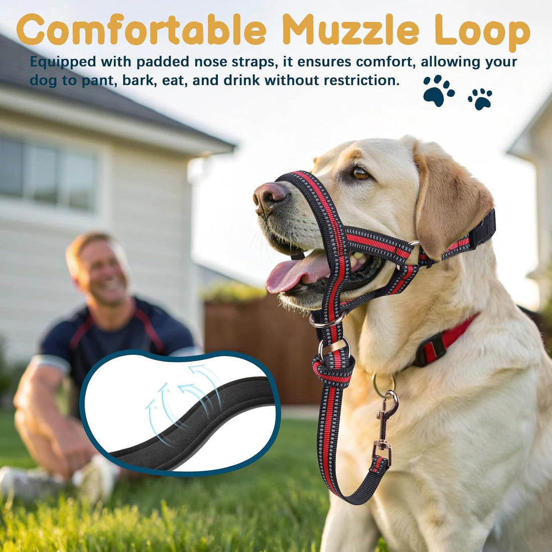 BARKLESS Muzzle Leash for Heavy Pullers, No Pull Stylish Head Halter