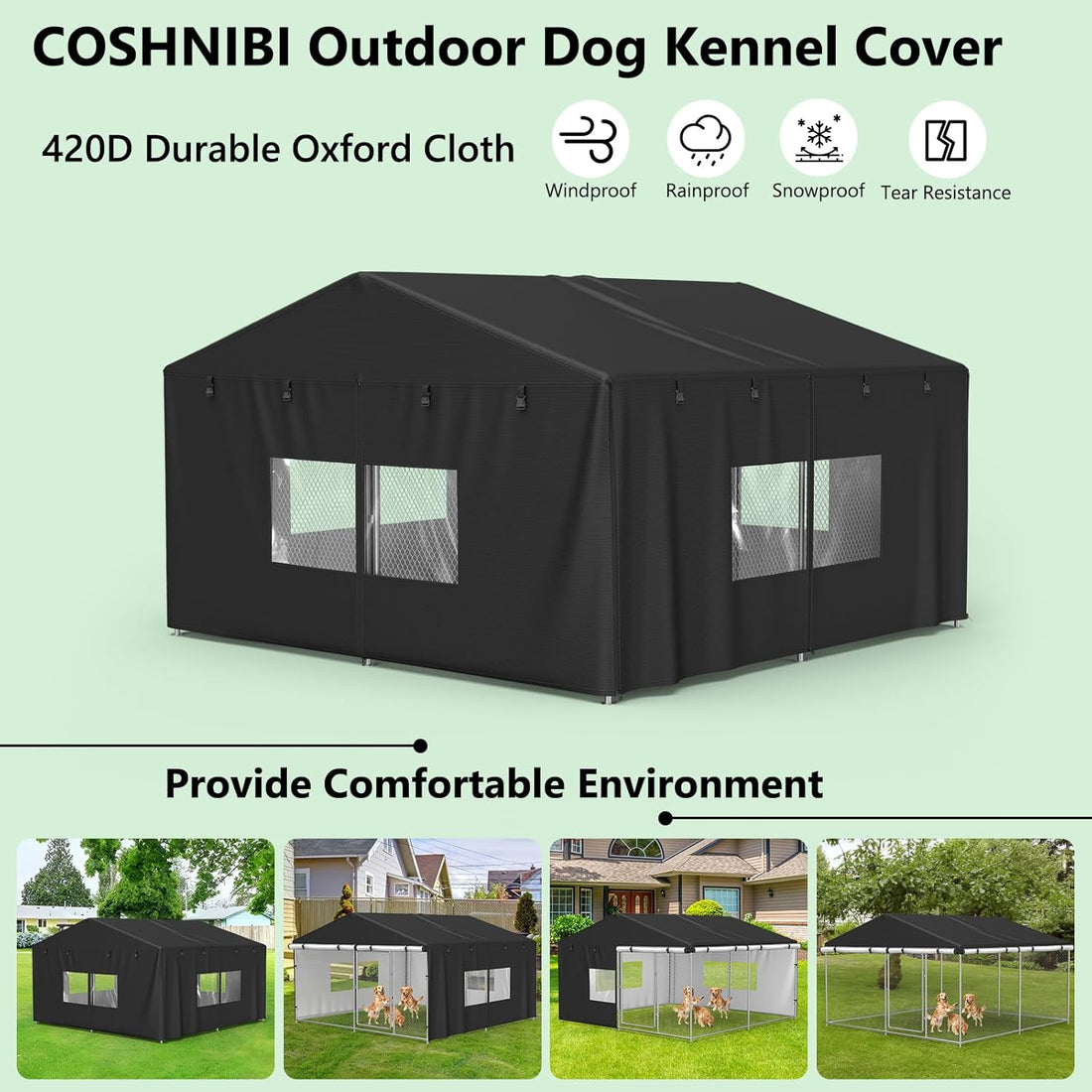 COSHNIBI Outdoor Dog Kennel Cover