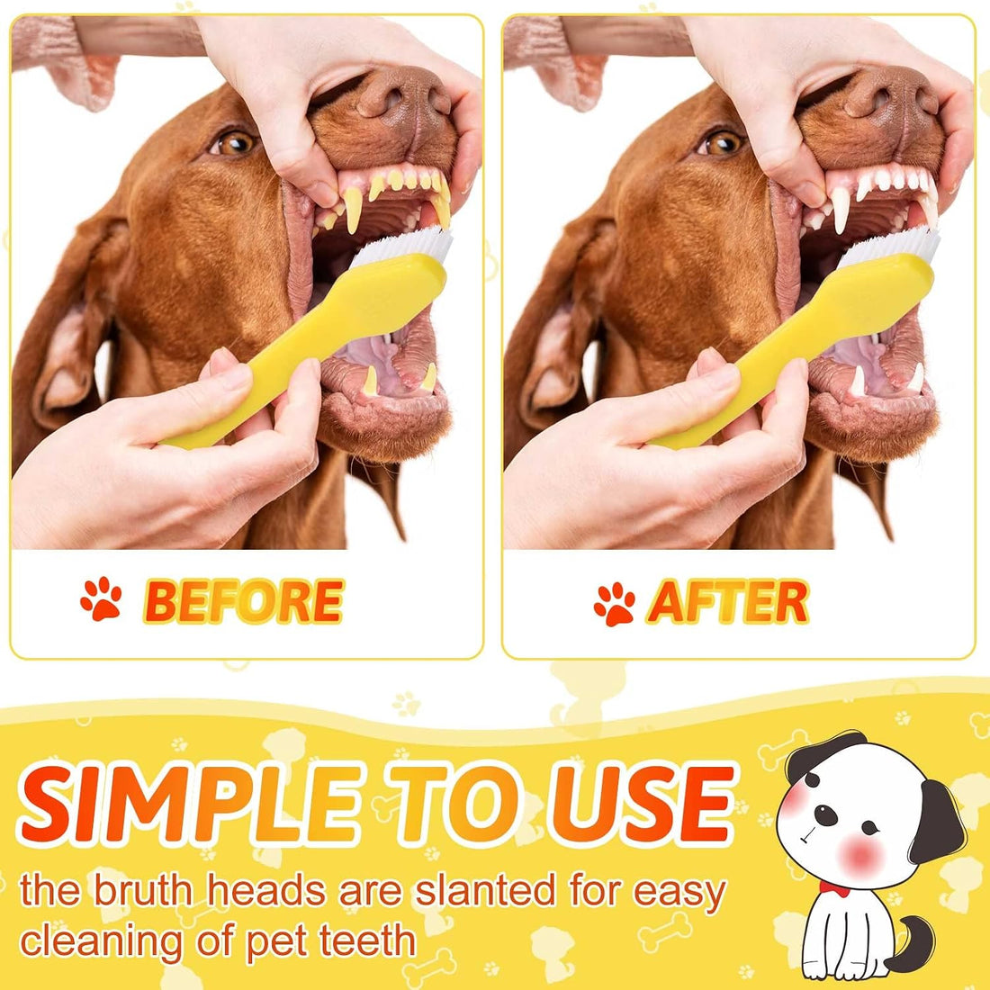 Eaasty 300 Pcs Dog Toothbrush Bulk Dual Headed Dental Brushes Puppy