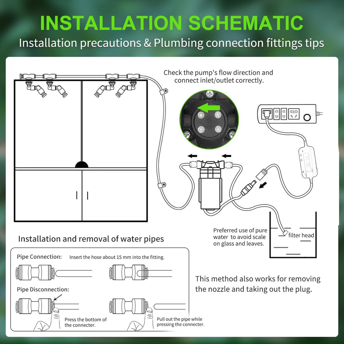 Reptile Misting System with Timer, 6 Nozzles, Self-Priming Pump